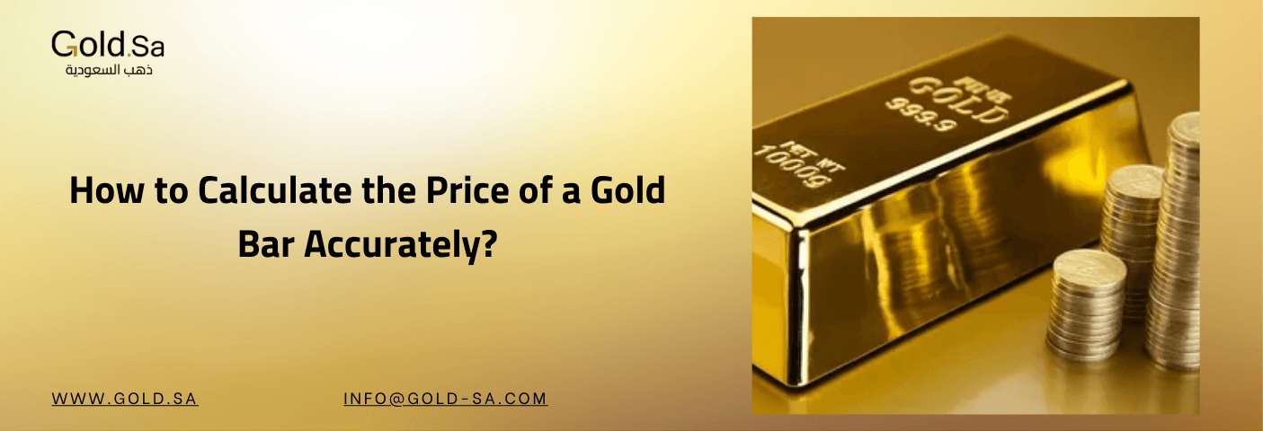 Gold SA promotional image showing a 999.9 purity 1000g gold bar and stacked coins, illustrating accurate gold bar price calculation for investors.